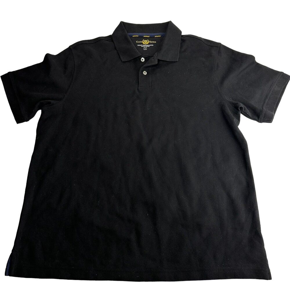 club room estate performance polo black short sleeve size L